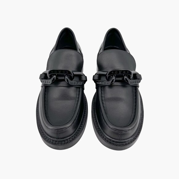 Louis Vuitton Academy Loafers Black LV Chain Platform Size 37.5 US 7.5 Women's - Picture 3 of 15